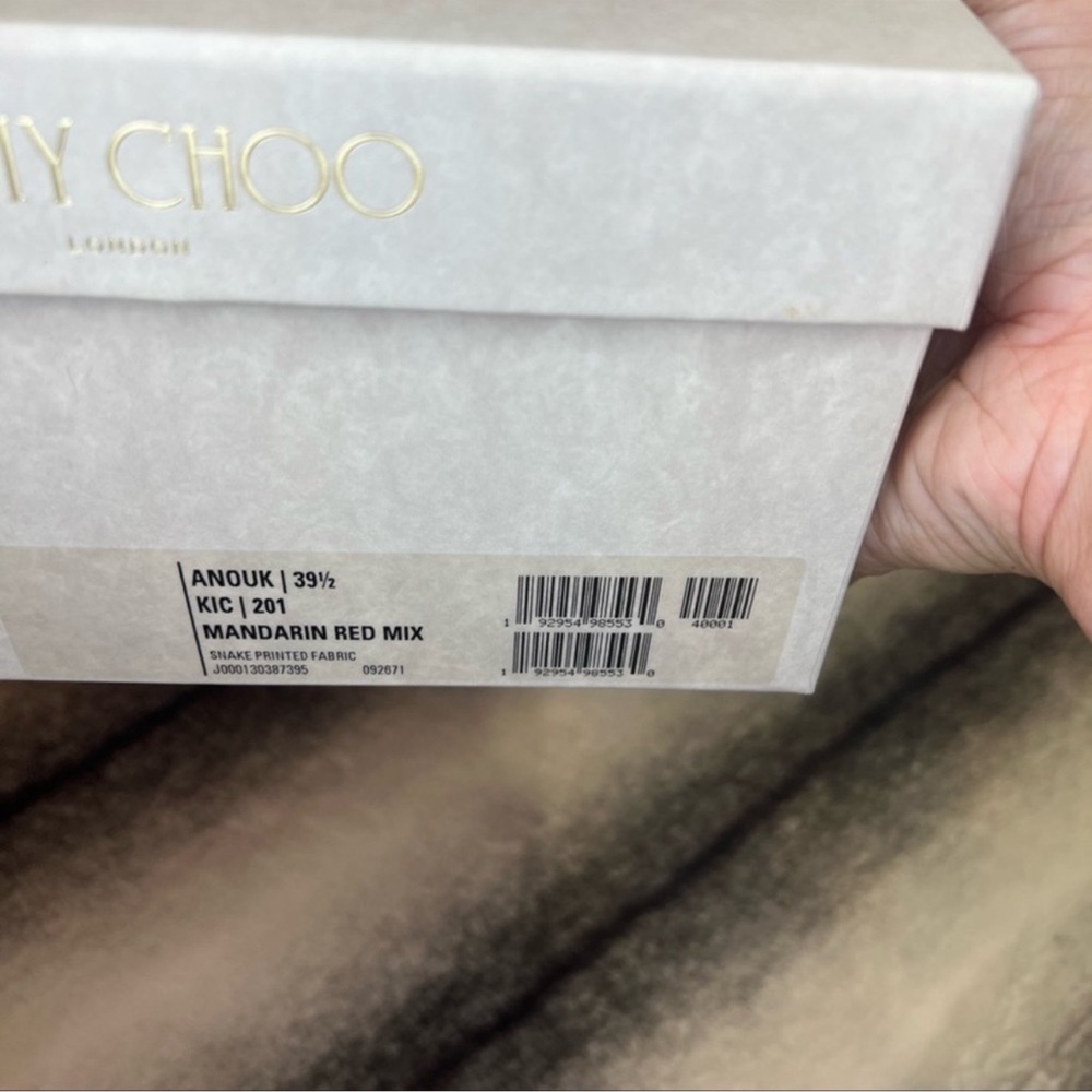 Jimmy Choo Anouk Mandarin Red Mix Snake Printed Fabric Pumps Heels - Picture 10 of 11